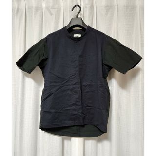 トゥモローランド(TOMORROWLAND)の【美品】トゥモローランド　切替シャツ　半袖プルオーバー　黒×濃紺　S(Tシャツ/カットソー(半袖/袖なし))