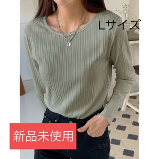 シーイン(SHEIN)の新品未使用 SHEIN DAZY リブニットレタストリムTシャツ ミントグリーン(Tシャツ(長袖/七分))