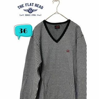 フラットヘッド(THE FLAT HEAD)のTHE FLAT HEAD フラットヘッド RJB 千鳥格子　vネックカットソー(Tシャツ/カットソー(七分/長袖))