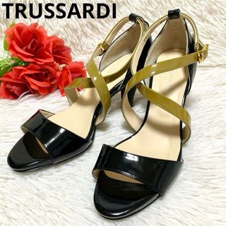 トラサルディ(Trussardi)の【極美品】 トラサルディ バイカラー アンクストラップ パンプス サンダル(ハイヒール/パンプス)