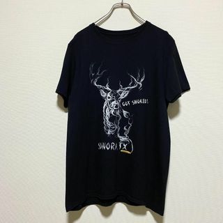 ヴィンテージ(VINTAGE)のアメリカ古着　鹿　アニマル　プリント　スモーク　煙　半袖　Tシャツ　I232(Tシャツ/カットソー(半袖/袖なし))