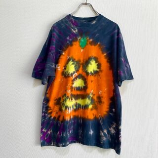 Hanes - 90s かぼちゃ　パンプキン　一点物　タイダイ　半袖　Tシャツ　シングルステッチ