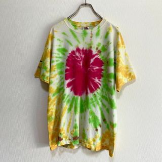 フルーツオブザルーム(FRUIT OF THE LOOM)のアメリカ古着　タイダイ　半袖Tシャツ　ハンドメイド　一点物　XLサイズ　I239(Tシャツ/カットソー(半袖/袖なし))