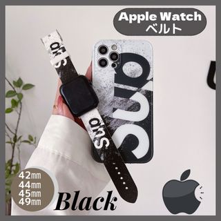 アップルウォッチバンド ベルト 黒　AppleWatch 42 44 45 49(ラバーベルト)