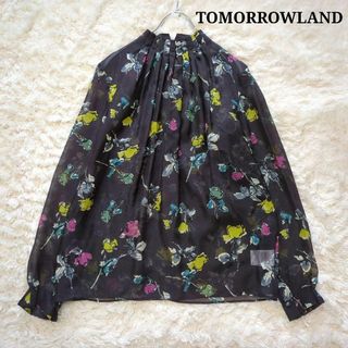 極美品⭐︎トゥモローランド　ブラウス　シルク100%　ギャザーネック　花柄