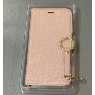 iPhone XR ソフトレザーカバー 磁石 ストラップ付 ライトピンク PM-(モバイルケース/カバー)