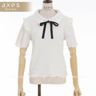 アクシーズファム(axes femme)のaxes femme 2way襟付きリブトップス(カットソー(半袖/袖なし))