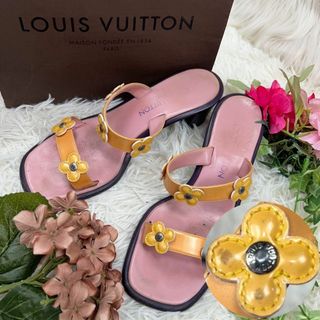 ルイヴィトン(LOUIS VUITTON)のルイヴィトン レディース 23cm フラワー ロゴ金具 サンダル フラット 靴(サンダル)