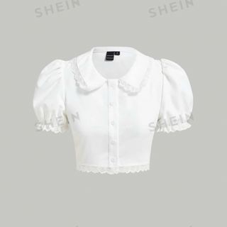 グレイル(GRL)のSHEIN MOD シーイン フリル レース ブラウス シャツ 韓国 フレガリ(シャツ/ブラウス(半袖/袖なし))