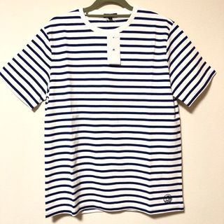 アーバンリサーチ(URBAN RESEARCH)の新品♡アーバンリサーチ　ボーダーリブクルーネックTシャツ　ネイビー　38 M(Tシャツ/カットソー(半袖/袖なし))