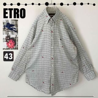 エトロ(ETRO)のエトロ ETRO★てんとう虫柄シャツ★ワンポイント刺繍ロゴ★コットン★サイズ43(シャツ)