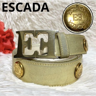 ESCADA - 【希少】 ESCADA 本革 ロゴ コンチョ ベルト アンティーク ゴールド