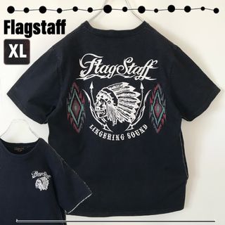 フラッグスタッフ★スカルインディアンヘッド刺繍★ヘビーウエイトTシャツ★XL(Tシャツ/カットソー(半袖/袖なし))