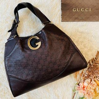 グッチ(Gucci)の美品＊GUCCI ハンドバッグ トート ggシマ 肩掛け A4 金具ブラウン(トートバッグ)