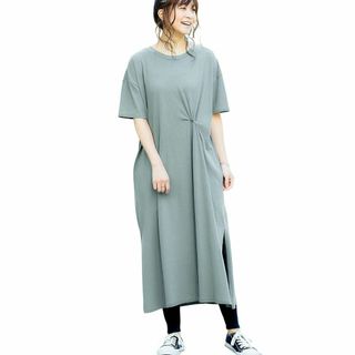 [ニッセン] ロング ワンピース レギンスパンツ 2点セット 半袖 七分袖 Tシ(その他)