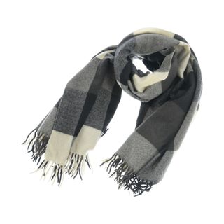 ISSEY MIYAKE - ISSEY MIYAKE マフラー - 黒xグレーxアイボリー系(チェック) 【古着】【中古】