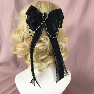 ♡ ゴージャス　リボン　レース　ヘッドアクセサリー　アレンジ　ゴシック　ロリータ(バレッタ/ヘアクリップ)