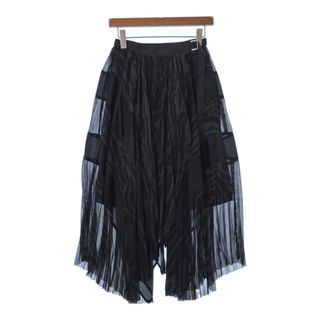 サカイ(sacai)のsacai サカイ ロング・マキシ丈スカート 0(XS位) 黒xグレー(総柄) 【古着】【中古】(ロングスカート)