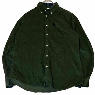 Barbour BD長袖シャツ コーデュロイ ロゴタグ グリーン o54(シャツ)