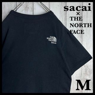 サカイ(sacai)の【限定コラボ】サカイ×ノースフェイス☆両面ロゴ入りTシャツ 刺繍 ネイビー(Tシャツ/カットソー(半袖/袖なし))