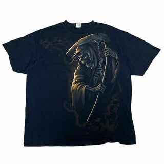 フルーツオブザルーム(FRUIT OF THE LOOM)のフルーツオブザルーム 半袖Tシャツ スカル 死神 ドクロ ブラック z61(Tシャツ/カットソー(半袖/袖なし))