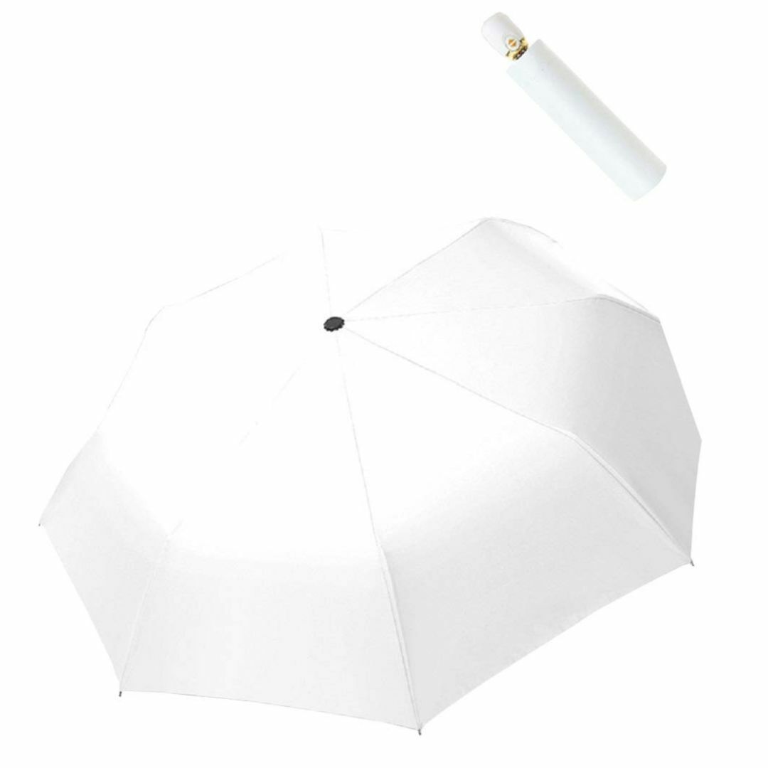 【色: ホワイト】折り畳み傘 折りたたみ 日傘 自動開閉 軽量 高強度グラスファ レディースのファッション小物(その他)の商品写真
