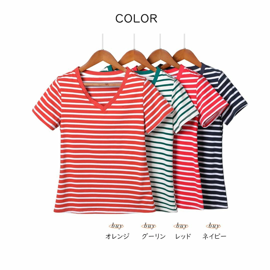 [jinghuiyue] ボーダー 半袖 Tシャツ レディース vネック 夏ｔシ レディースのファッション小物(その他)の商品写真