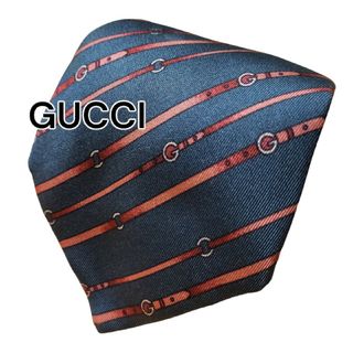 グッチ(Gucci)の【GUCCI】　グッチ　ネイビー系　ストライプ　イタリア製(ネクタイ)