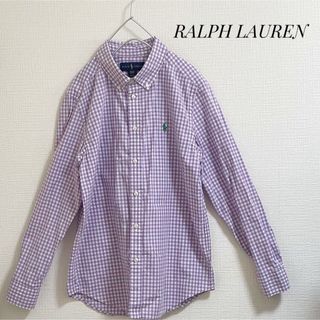 ラルフローレン(Ralph Lauren)のラルフローレン  ブランド　ギンガムチェック　紫　ボタンダウン　ロゴ　美品(シャツ/ブラウス(長袖/七分))