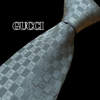 グッチ(Gucci)の★GUCCI★　グッチ　グレー系　チェック柄　イタリア製(ネクタイ)