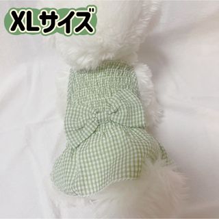 犬服猫服　ペット服　ペットウェア　ドッグウェア　グリーンリボンXLサイズ(ペット服/アクセサリー)