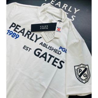 パーリーゲイツ(PEARLY GATES)の新品 パーリーゲイツ ソルディフェンダー 半袖ハイネックカットソー(5)L/白(ウエア)