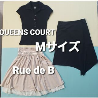 QUEENS COURT - QUEENS COURT クイーンズコート M 黒 ポロシャツ スカート