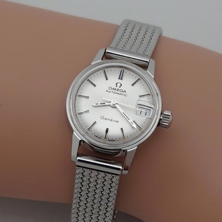 オメガ(OMEGA)のOH済 1971年製 オメガ ジュネーブ デイト 自動巻き レディース 極上品(腕時計)
