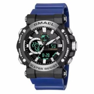 SMAEL 8048 スポーツウォッチ（ブルー）(腕時計(デジタル))