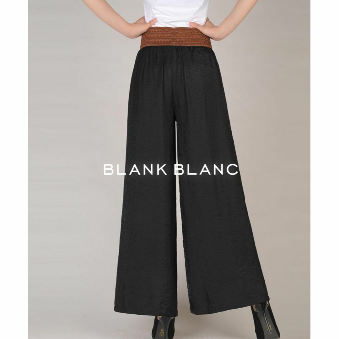 [BLANK BLANC] ワイドパンツ サテン ガウチョパンツ ウエスト ベル レディースのファッション小物(その他)の商品写真