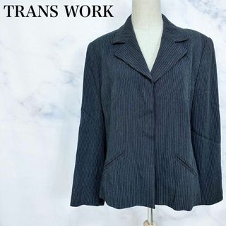 トランスワーク(TRANS WORK)のTRANS WORK テーラードジャケット　比翼ボタン　ストライプ　背抜き(テーラードジャケット)