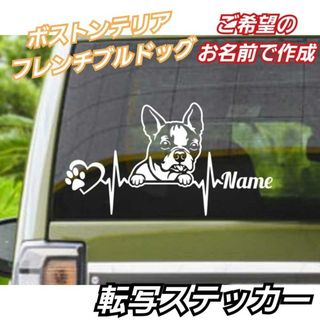 【AタイプSサイズ白】ご希望のお名前で作成　ボストンテリア フレンチブルドッグ(車外アクセサリ)