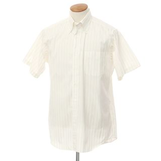 ランバンコレクション(LANVIN COLLECTION)の【中古】ランバンコレクション LANVIN COLLECTION コットン ボタンダウン 半袖シャツ ホワイトxオレンジ【サイズ40】【メンズ】(シャツ)