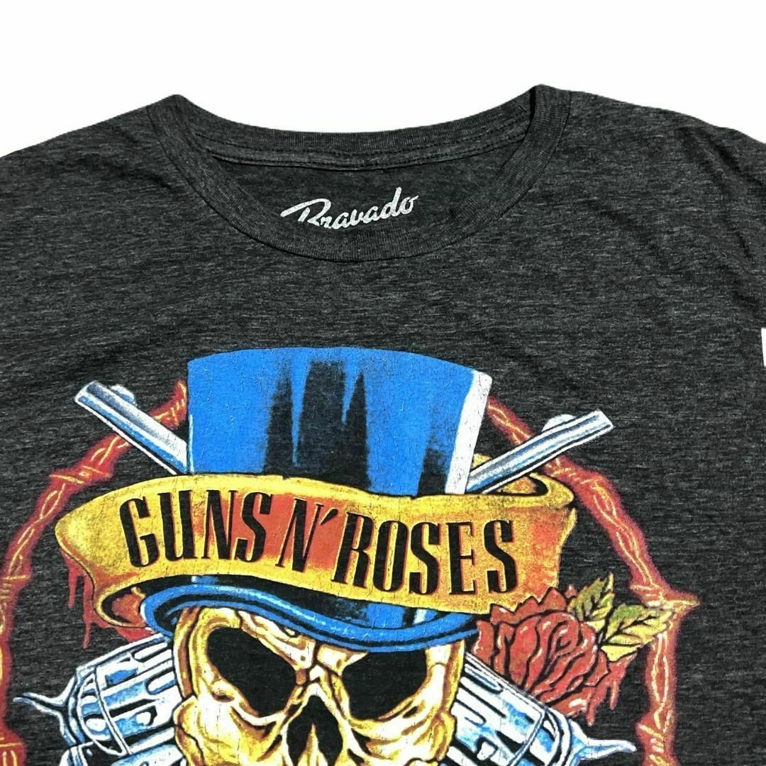 MUSIC TEE(ミュージックティー)のGUNS N' ROSES 半袖バンドTシャツ 拳銃 バラ スカル ba2 メンズのトップス(Tシャツ/カットソー(半袖/袖なし))の商品写真