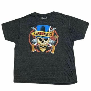 ミュージックティー(MUSIC TEE)のGUNS N' ROSES 半袖バンドTシャツ 拳銃 バラ スカル ba2(Tシャツ/カットソー(半袖/袖なし))