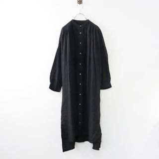 ネストローブ(nest Robe)の美品 定価2.8万 2023SS ネストローブ nest Robe リネン近江晒 バンドカラーシャツワンピース F/ブラック 麻 ギャザー 【2400013856539】(その他)