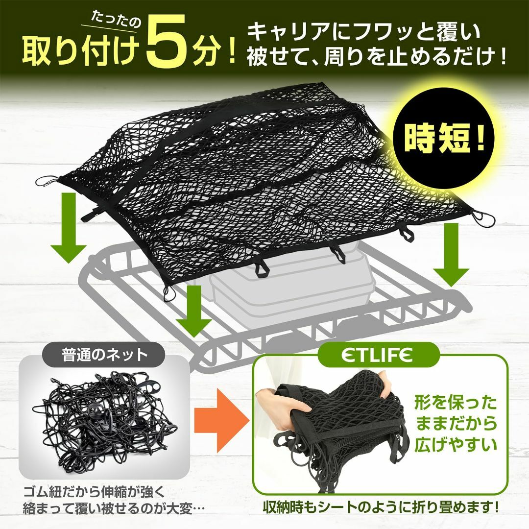 ETLIFE カーゴネット 車 90×120cm 2重【キャンプインストラクター その他のその他(その他)の商品写真