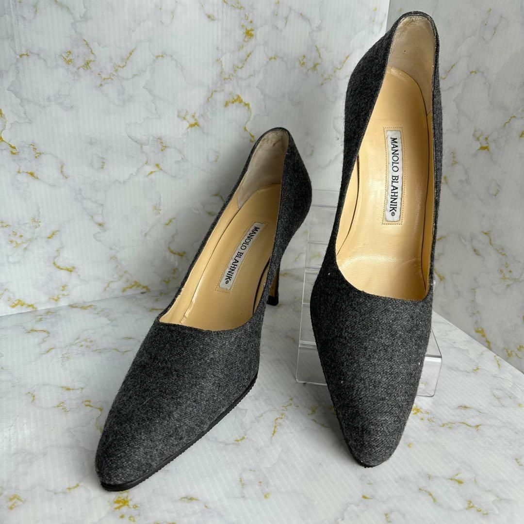 MANOLO BLAHNIK(マノロブラニク)のマノロブラニク ✨美品 パンプス  グレー サイズ37.5(24.5cm) レディースの靴/シューズ(ハイヒール/パンプス)の商品写真