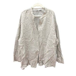 ザラ(ZARA)のザラ ZARA リネンシャツ ノーカラー 長袖 麻 XXL ベージュ /CT(シャツ/ブラウス(長袖/七分))