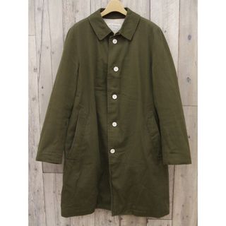 LIVING CONCEPT WORK COAT ワークコート サイズ3 コットン ステンカラーコート カーキ メンズ リビングコンセプト【中古】8-1126A∞(ステンカラーコート)