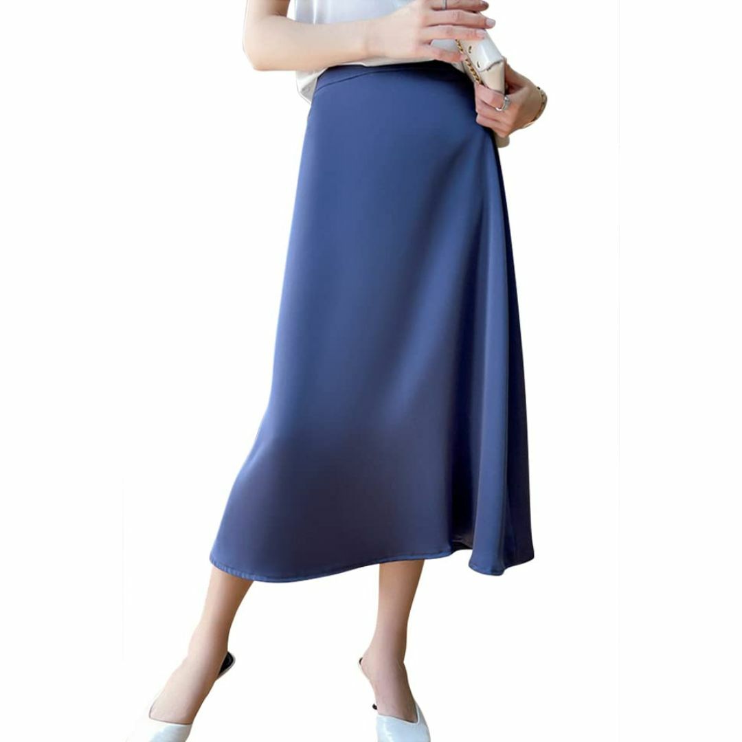 [syvent] レディース ロング丈 サテン スカート 厚手 ハイウエスト 光 レディースのファッション小物(その他)の商品写真