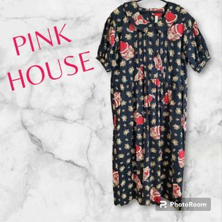 ピンクハウス(PINK HOUSE)のPINK HOUSE ロングワンピース クリスマス サンタ ブラック 黒(ロングワンピース/マキシワンピース)