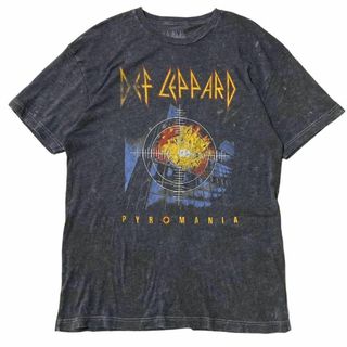 ミュージックティー(MUSIC TEE)のデフレパード ロックバンド 半袖バンドTシャツ 炎のターゲット グレーx39(Tシャツ/カットソー(半袖/袖なし))