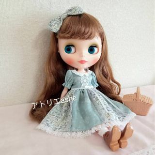 ハンドメイド「リボン付き パッチワークワンピース」ネオブライス・リカちゃんの服(人形)